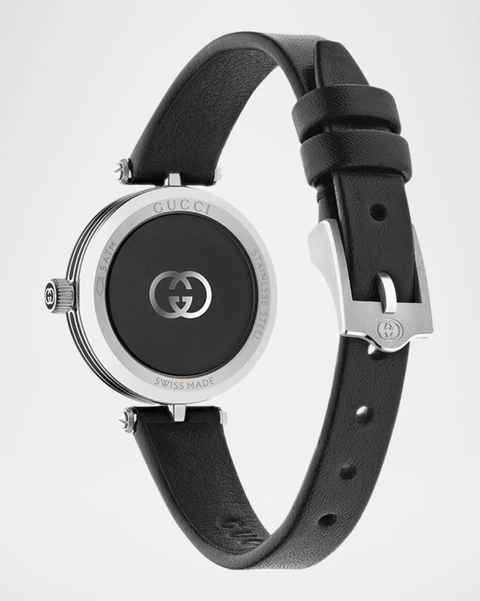 Gucci Stainless Steel Model 2000 24mm Watch with Black Leather Strap | Thumbnail 4 Gucci Stainless Steel Model 2000 24mm Watch with Black Leather Strap | Thumbnail 4