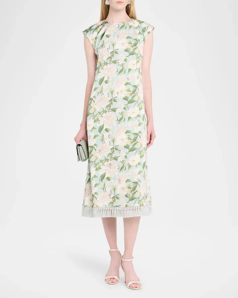 SACHIN & BABI Annette Embellished Floral Satin Crepe Midi Dress | Thumbnail 2 SACHIN & BABI Annette Embellished Floral Satin Crepe Midi Dress | Thumbnail 2