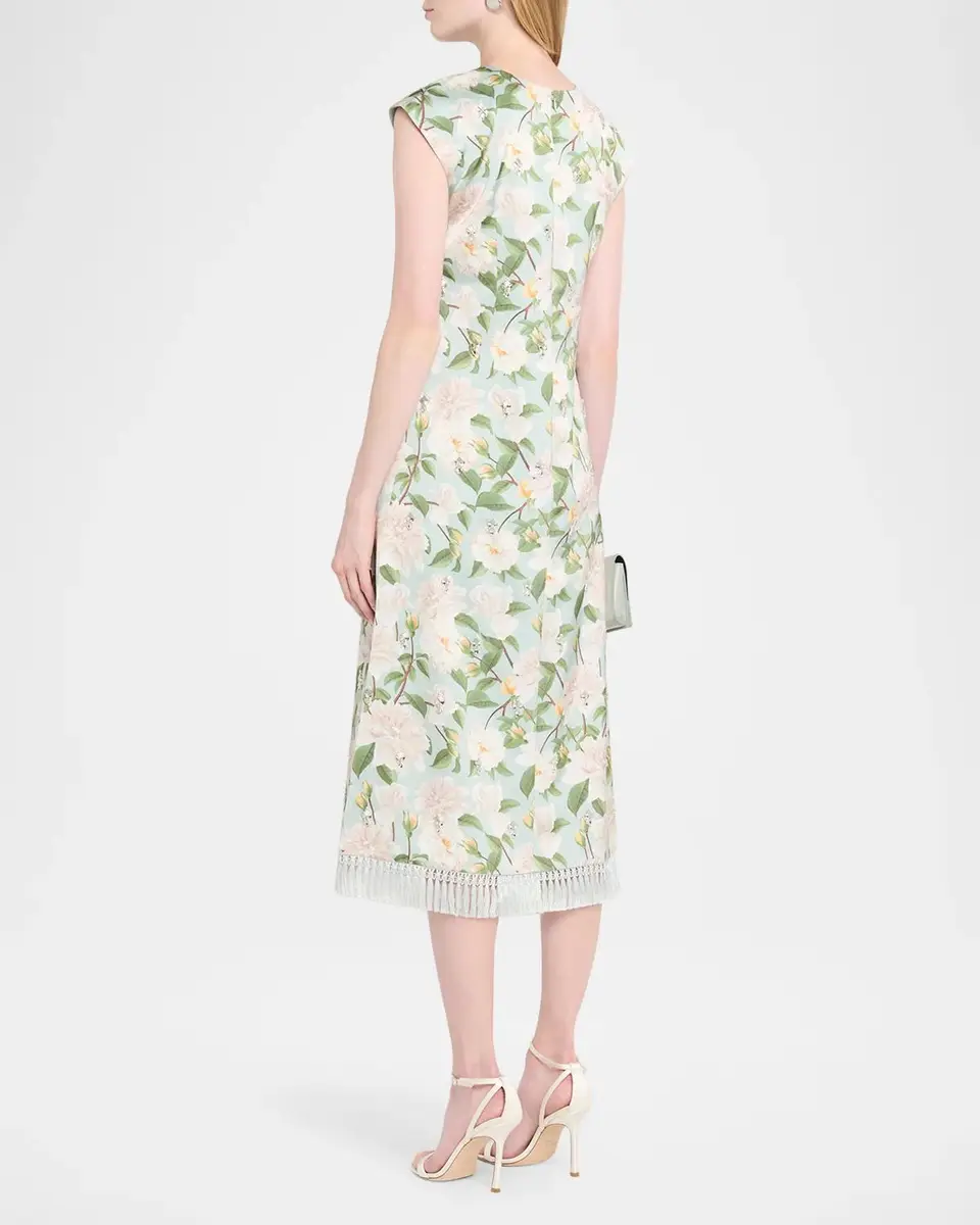 SACHIN & BABI Annette Embellished Floral Satin Crepe Midi Dress | Thumbnail 3 SACHIN & BABI Annette Embellished Floral Satin Crepe Midi Dress | Thumbnail 3