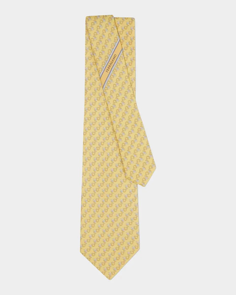 Ferragamo Men's Owl and Gancio Silk Tie | Thumbnail 3
