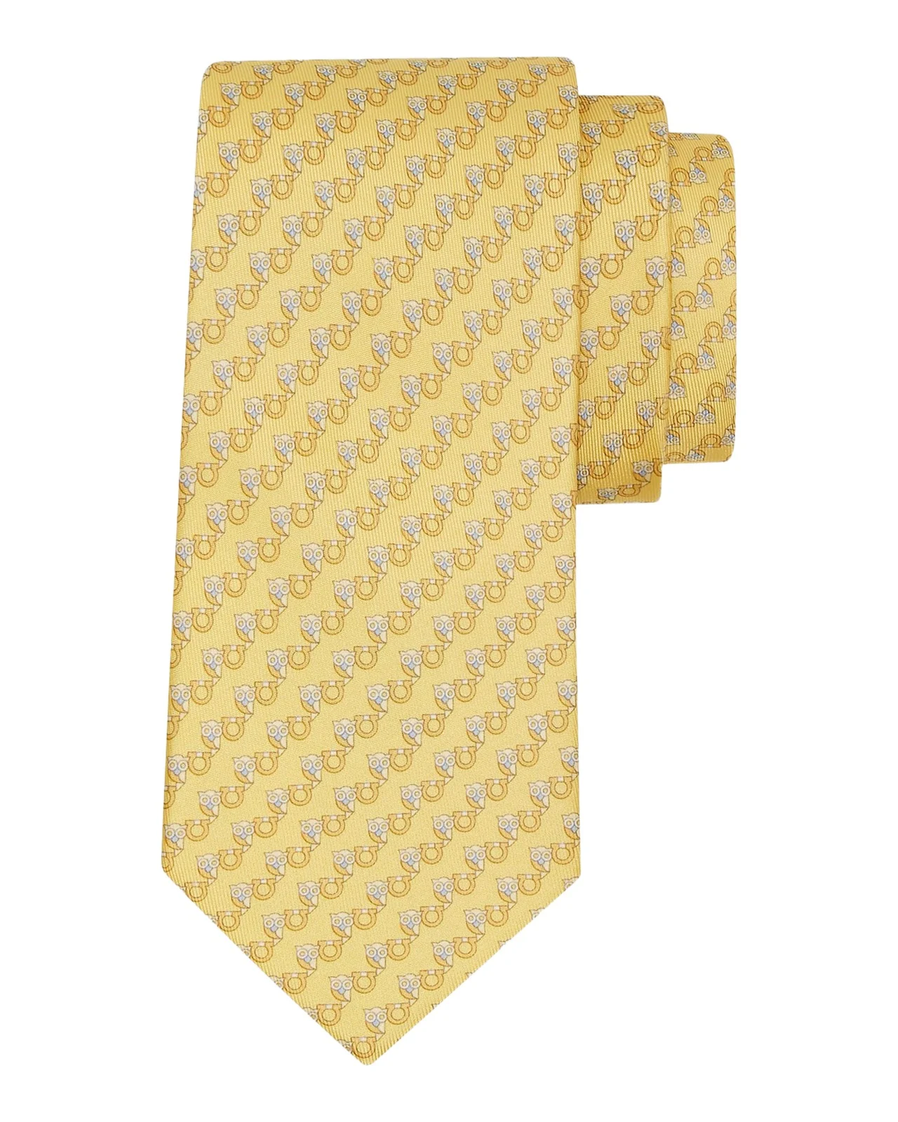 Ferragamo Men's Owl and Gancio Silk Tie