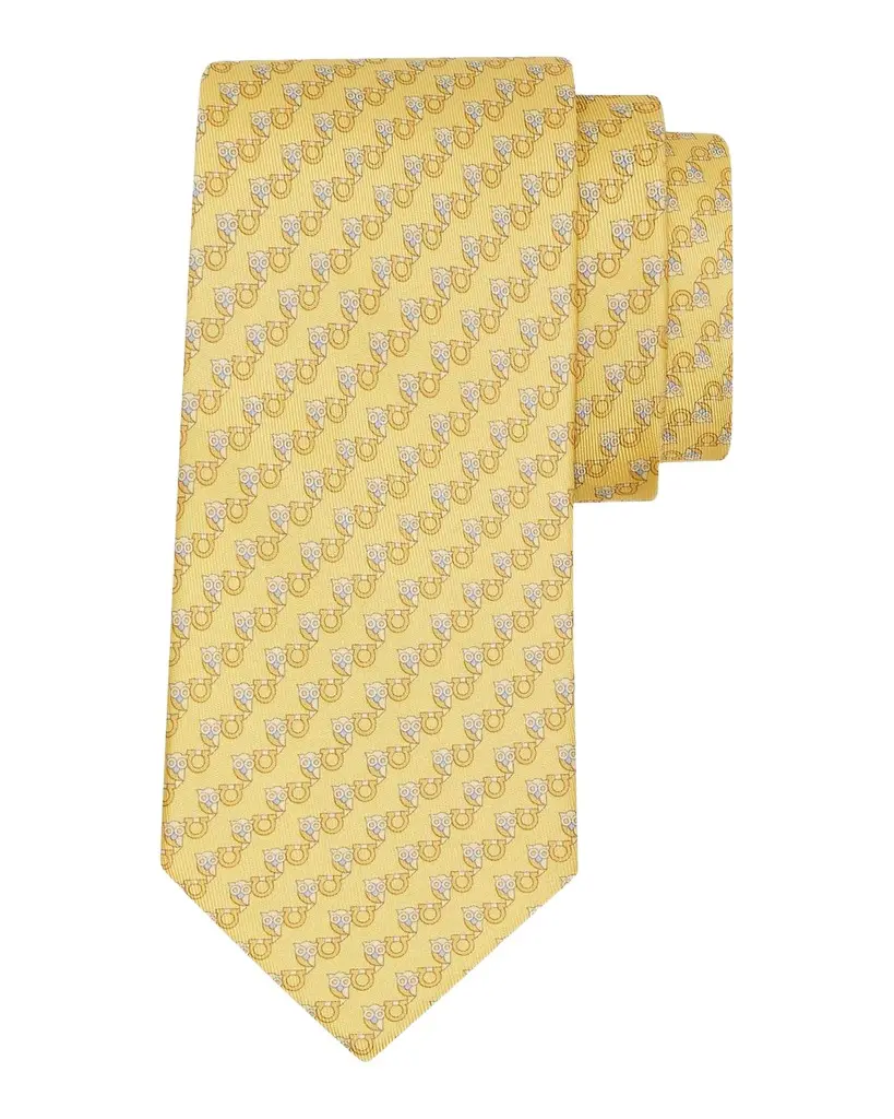 Ferragamo Men's Owl and Gancio Silk Tie | Image 1 Ferragamo Men's Owl and Gancio Silk Tie | Image 1