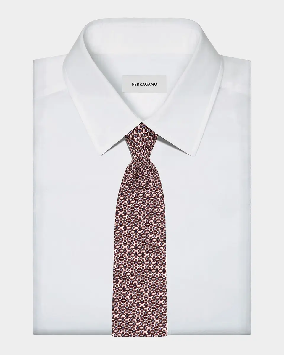 Ferragamo Men's Repeat Gancini Silk Tie | Thumbnail 2 Ferragamo Men's Repeat Gancini Silk Tie | Thumbnail 2