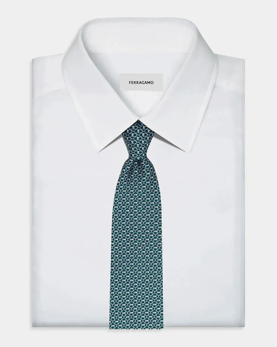 Ferragamo Men's Repeat Gancini Silk Tie | Thumbnail 2
