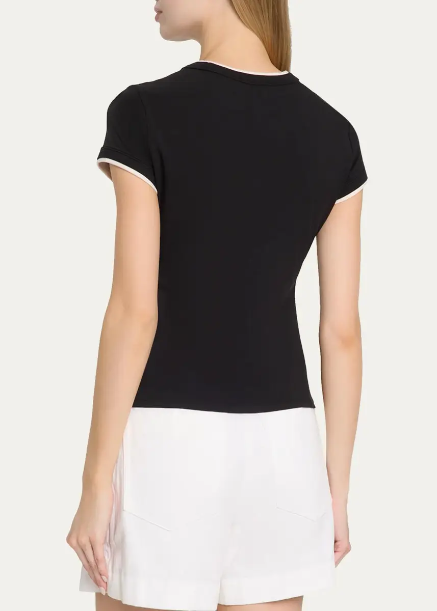 Veronica Beard Devin Stretch-Cotton T-Shirt | Thumbnail 3 Veronica Beard Devin Stretch-Cotton T-Shirt | Thumbnail 3