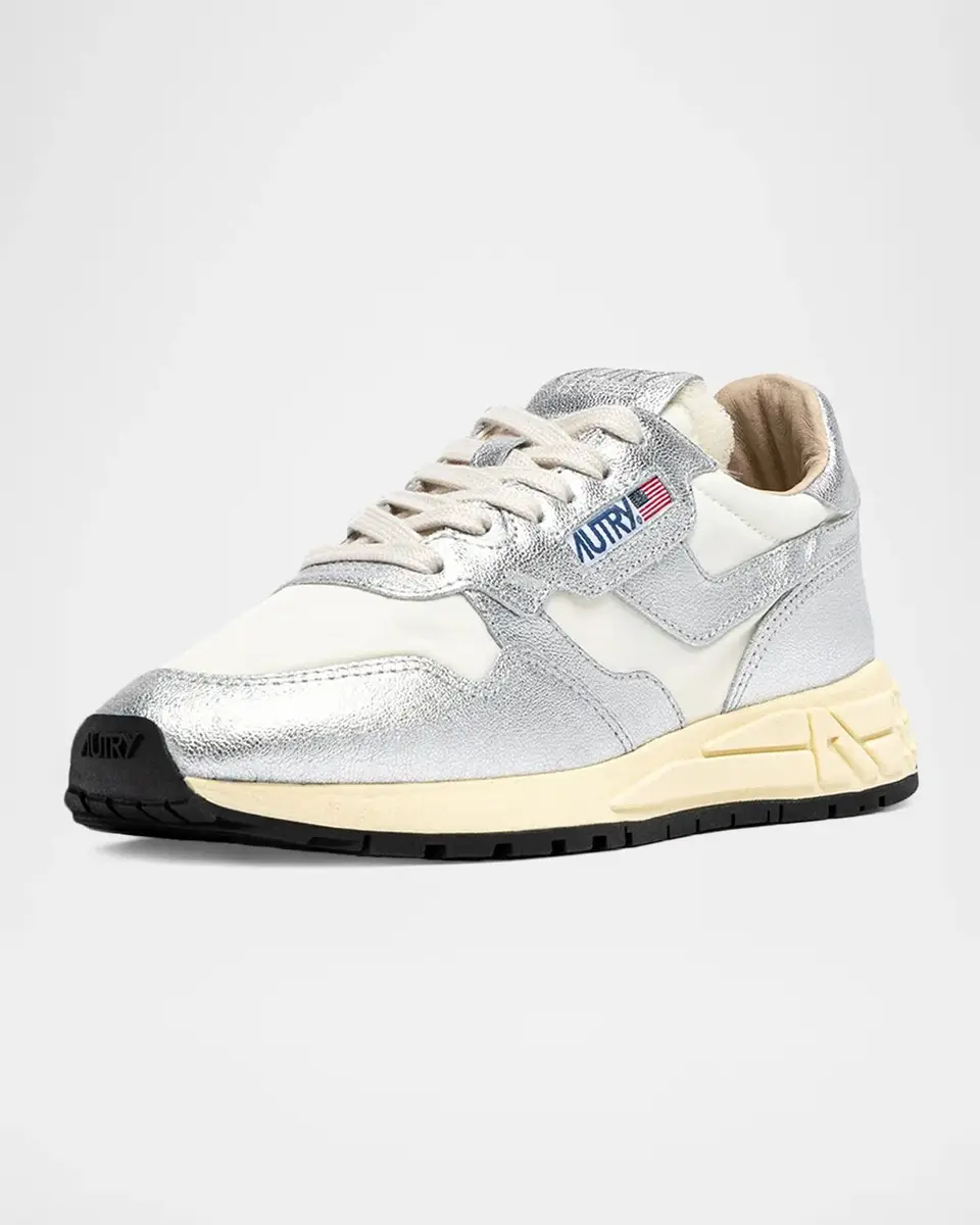 Autry Reelwind Metallic Leather Low-Top Sneakers | Thumbnail 2 Autry Reelwind Metallic Leather Low-Top Sneakers | Thumbnail 2
