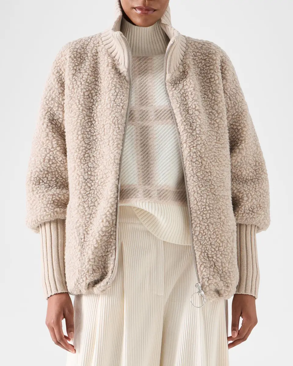 Akris punto Bouclé Fleece Relaxed-Fit Coat | Thumbnail 4