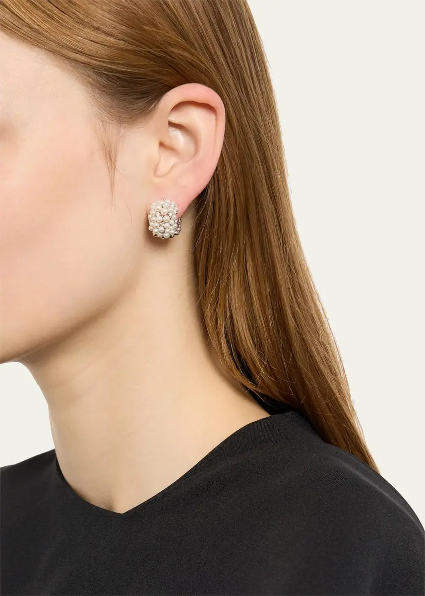 Paul Morelli Lagrange 18K Pearl & Diamond Huggie Earrings | Thumbnail 2