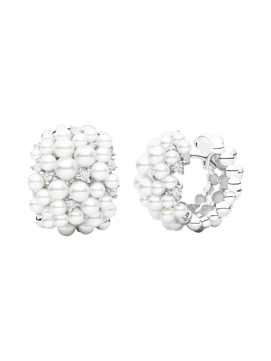 Lagrange 18K Pearl & Diamond Huggie Earrings Lagrange 18K Pearl & Diamond Huggie Earrings