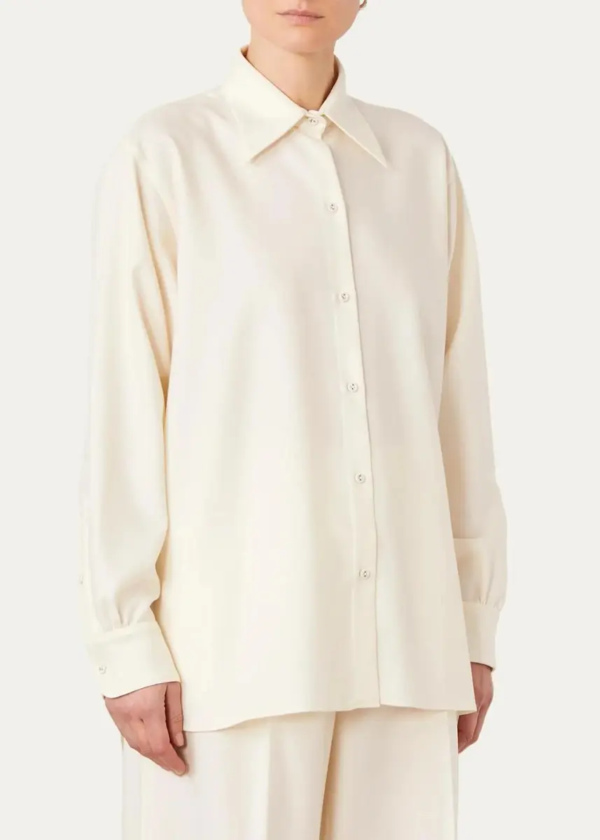 OFFICINE GÉNÉRALE Loose-Fit Wool Twill Shirt | Thumbnail 3 OFFICINE GÉNÉRALE Loose-Fit Wool Twill Shirt | Thumbnail 3
