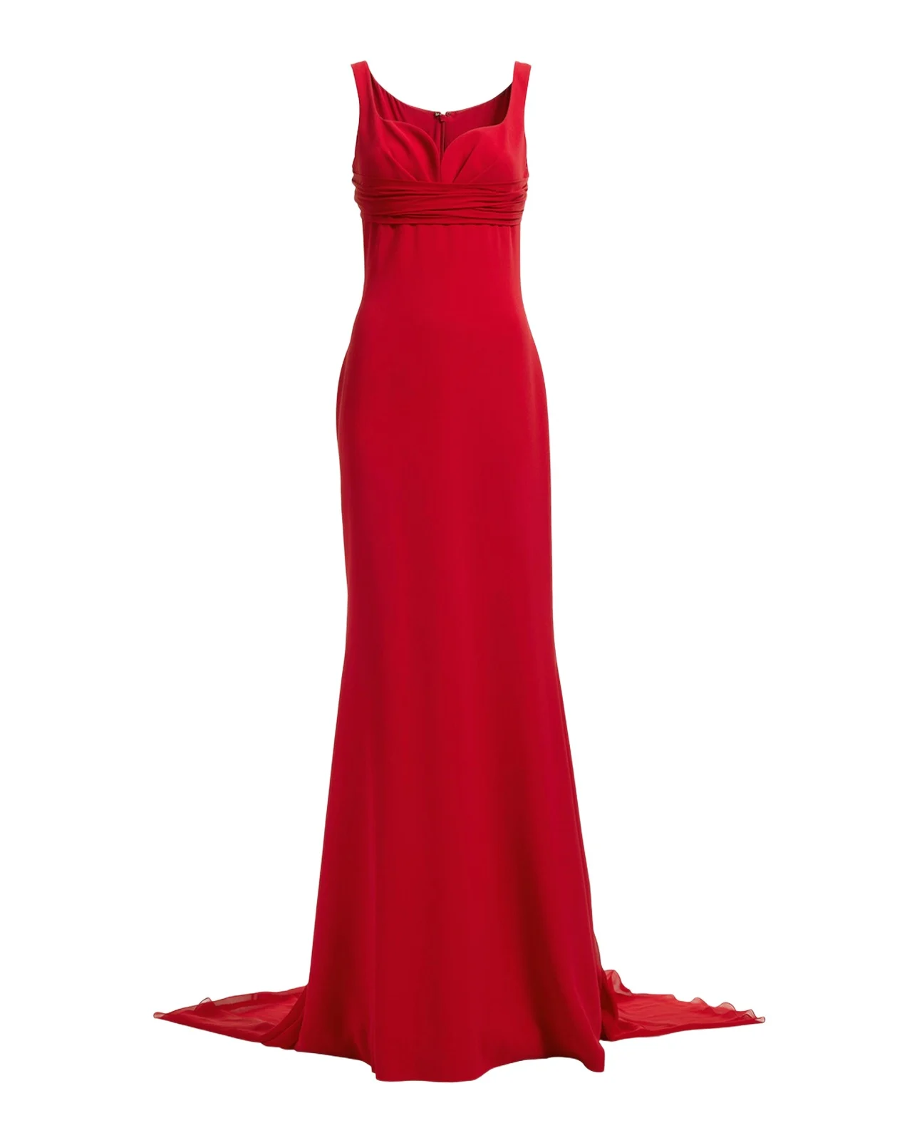 Sleeveless Empire-Waist Silk Cape Trumpet Gown