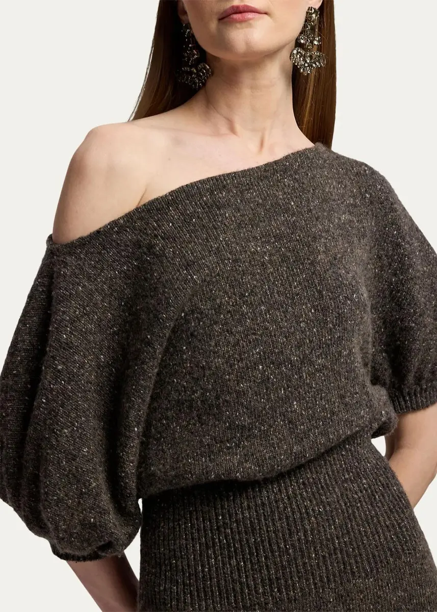 Ralph Lauren Collection Cecie Cashmere-Blend Donegal Off-The-Shoulder Maxi Day Dress | Thumbnail 5 Ralph Lauren Collection Cecie Cashmere-Blend Donegal Off-The-Shoulder Maxi Day Dress | Thumbnail 5