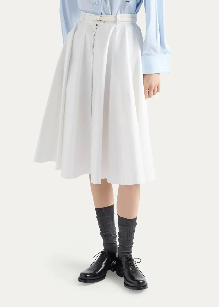 Prada Belted A-Line Midi Skirt | Thumbnail 4 Prada Belted A-Line Midi Skirt | Thumbnail 4