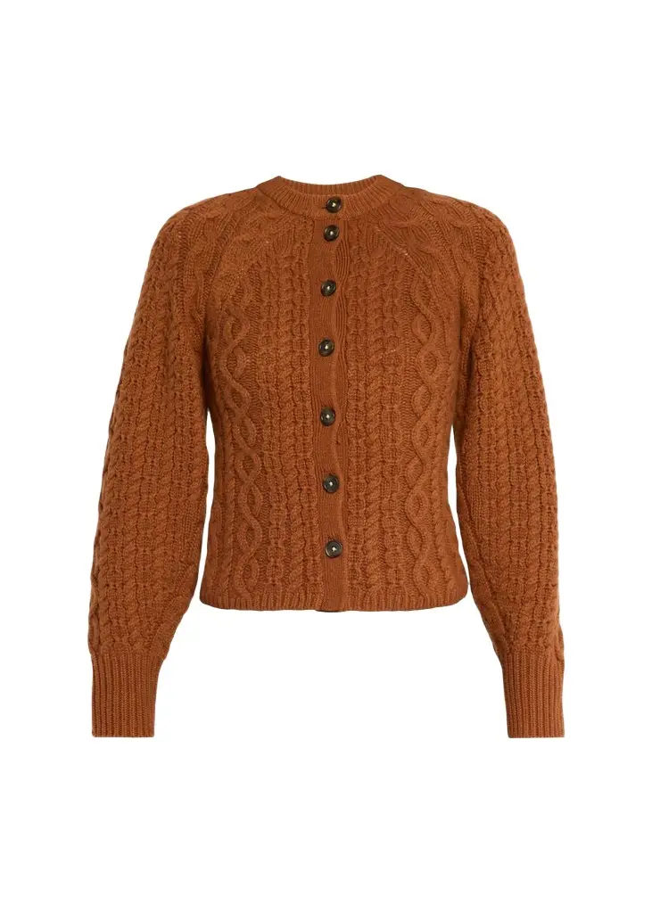 Sculpted Cashmere-Wool Cable-Knit Cardigan Sculpted Cashmere-Wool Cable-Knit Cardigan