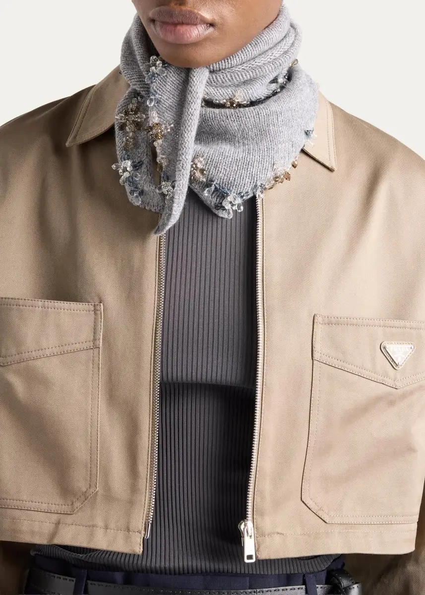 Prada Logo-Detail Cotton Crop Jacket | Thumbnail 5