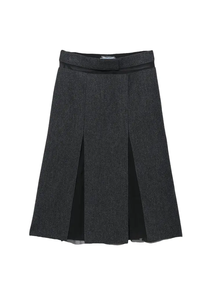 Prada Pleated Wool-Silk Midi Skirt | Image 1 Prada Pleated Wool-Silk Midi Skirt | Image 1
