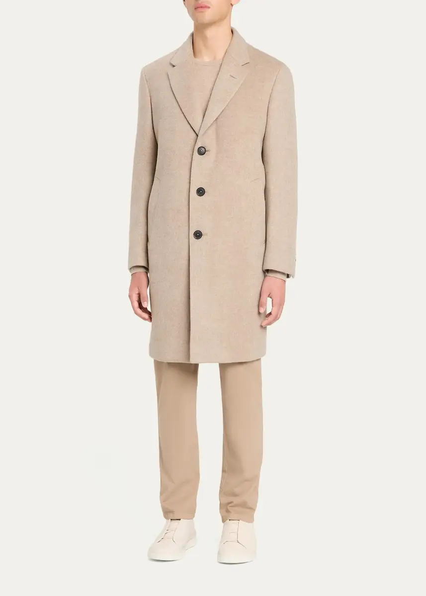 Zegna Men's Cashmere Single-Breasted Overcoat | Thumbnail 2 Zegna Men's Cashmere Single-Breasted Overcoat | Thumbnail 2