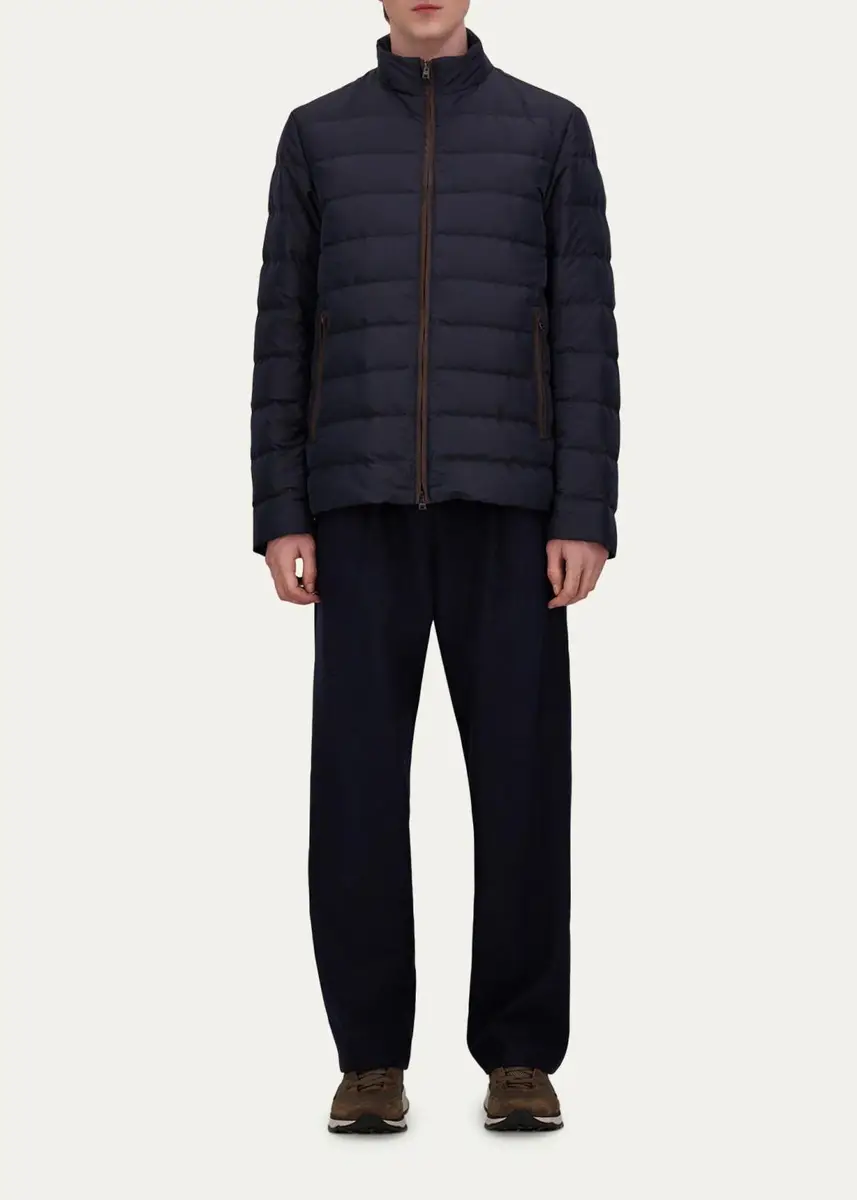 HERNO Men's Suede-Trim Nylon Bomber Jacket | Thumbnail 2