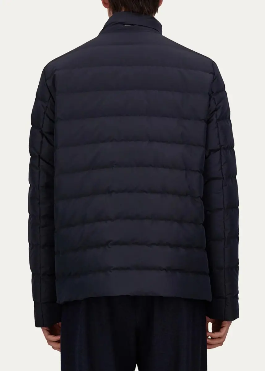 HERNO Men's Suede-Trim Nylon Bomber Jacket | Thumbnail 3