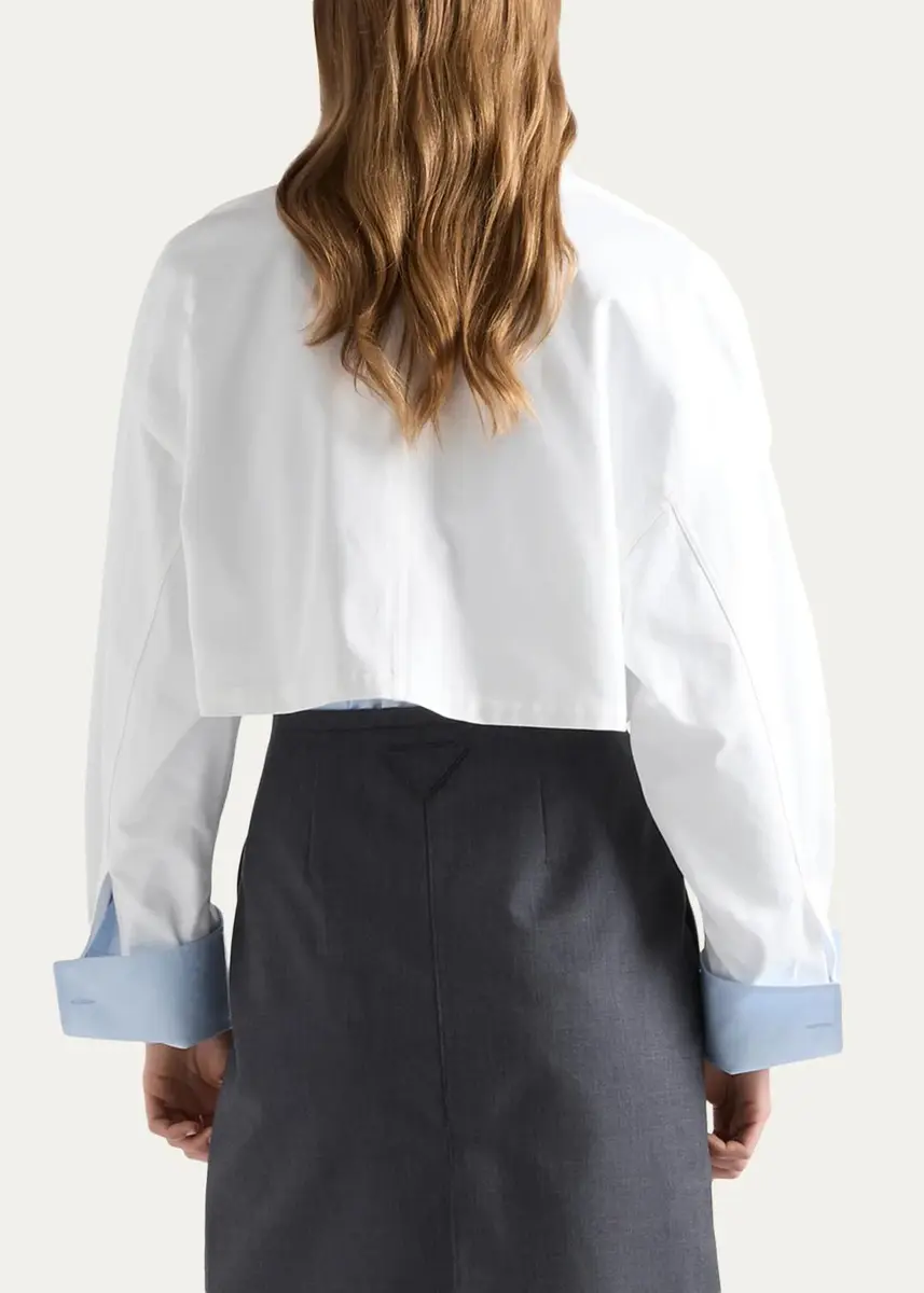 Prada Logo Cotton Crop Jacket | Thumbnail 3 Prada Logo Cotton Crop Jacket | Thumbnail 3