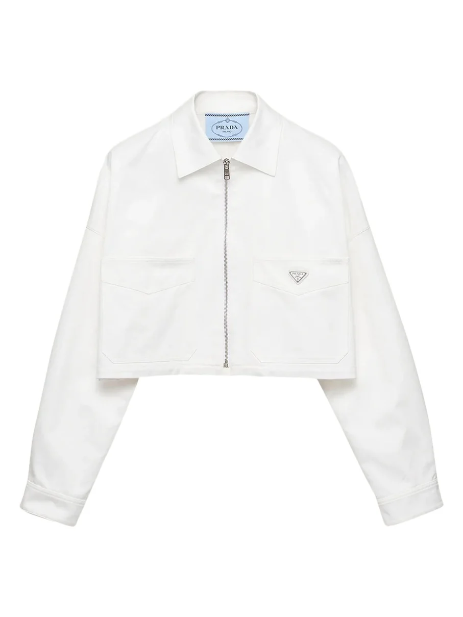 Prada Logo Cotton Crop Jacket