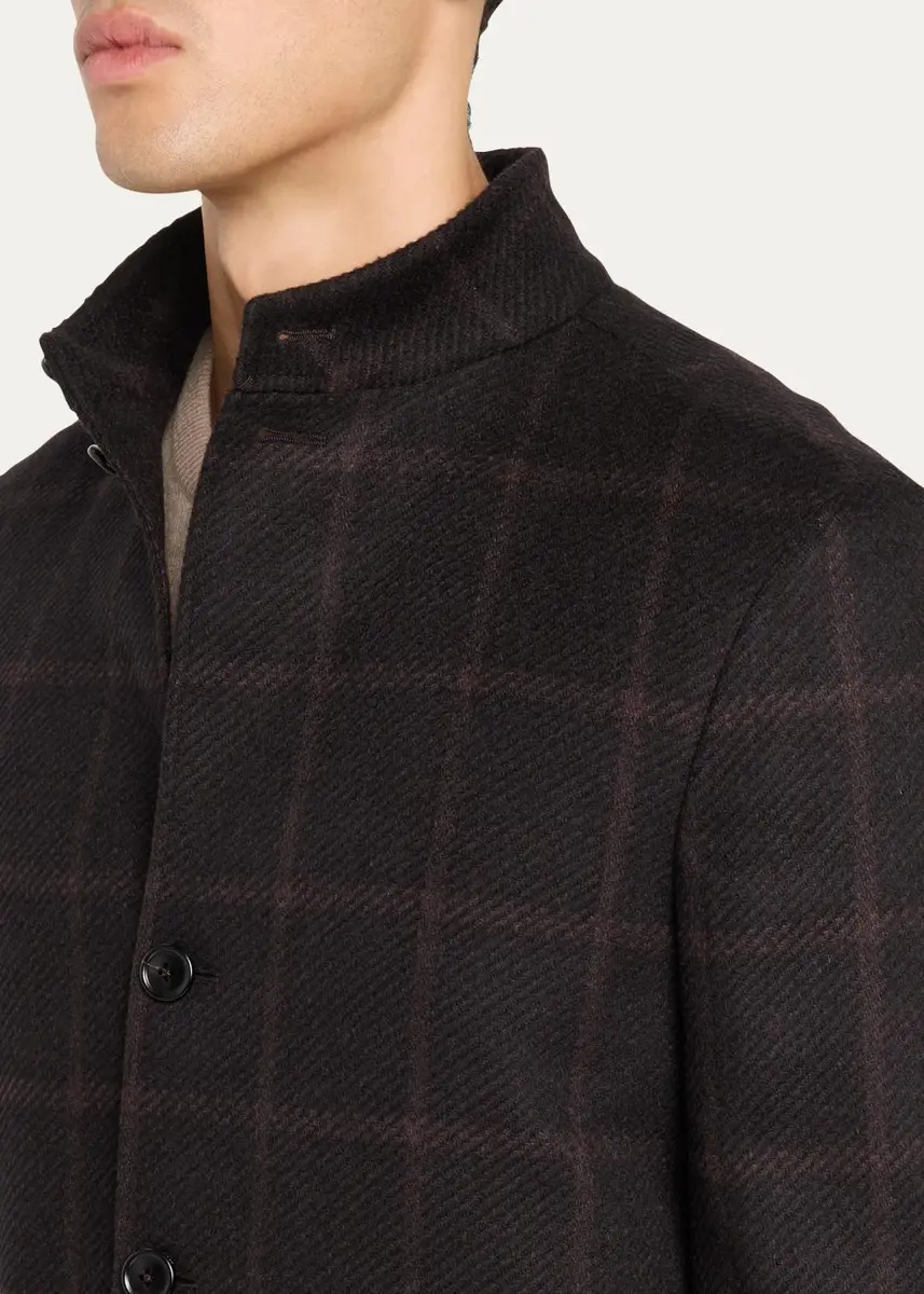 Zegna Men's Cashmere Grid Check Chore Jacket | Thumbnail 5 Zegna Men's Cashmere Grid Check Chore Jacket | Thumbnail 5