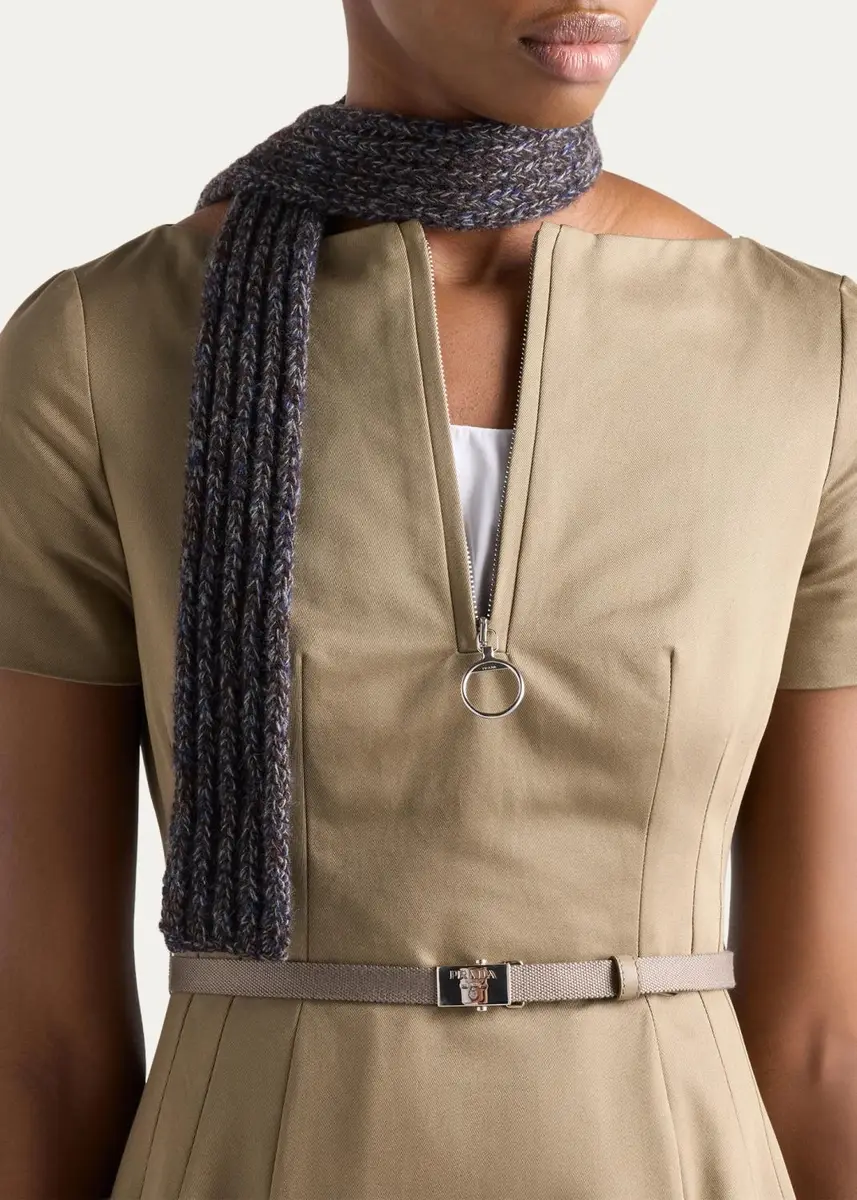 Prada Belted Cotton Knee-Length Dress | Thumbnail 4
