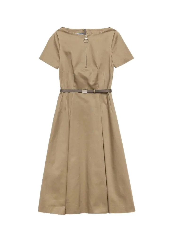 Prada Belted Cotton Knee-Length Dress | Image 1 Prada Belted Cotton Knee-Length Dress | Image 1