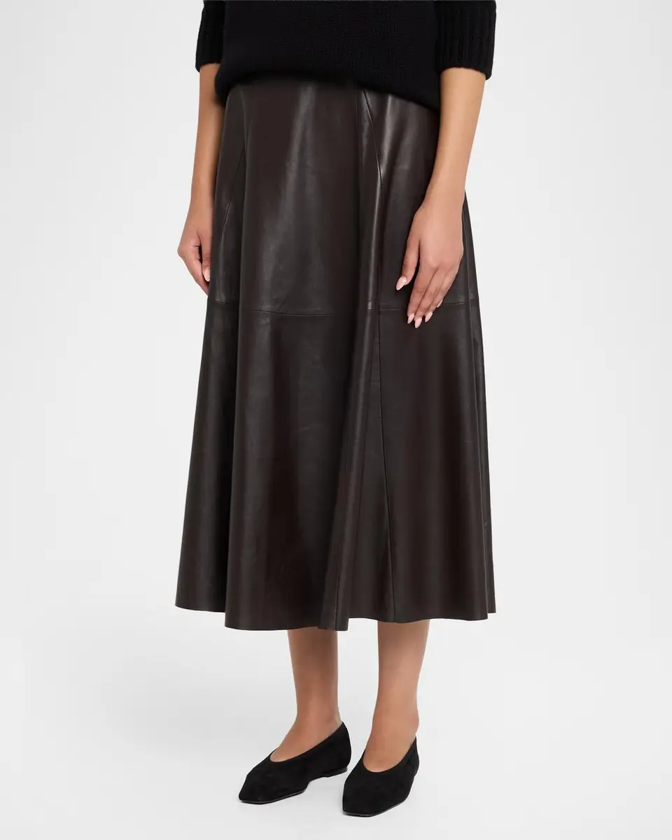 ARMA Eleni Leather A-Line Midi Skirt | Thumbnail 4 ARMA Eleni Leather A-Line Midi Skirt | Thumbnail 4