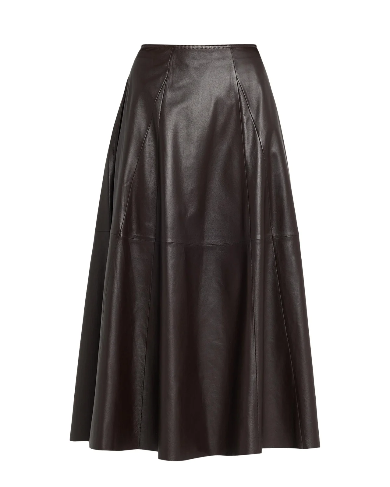 Eleni Leather A-Line Midi Skirt