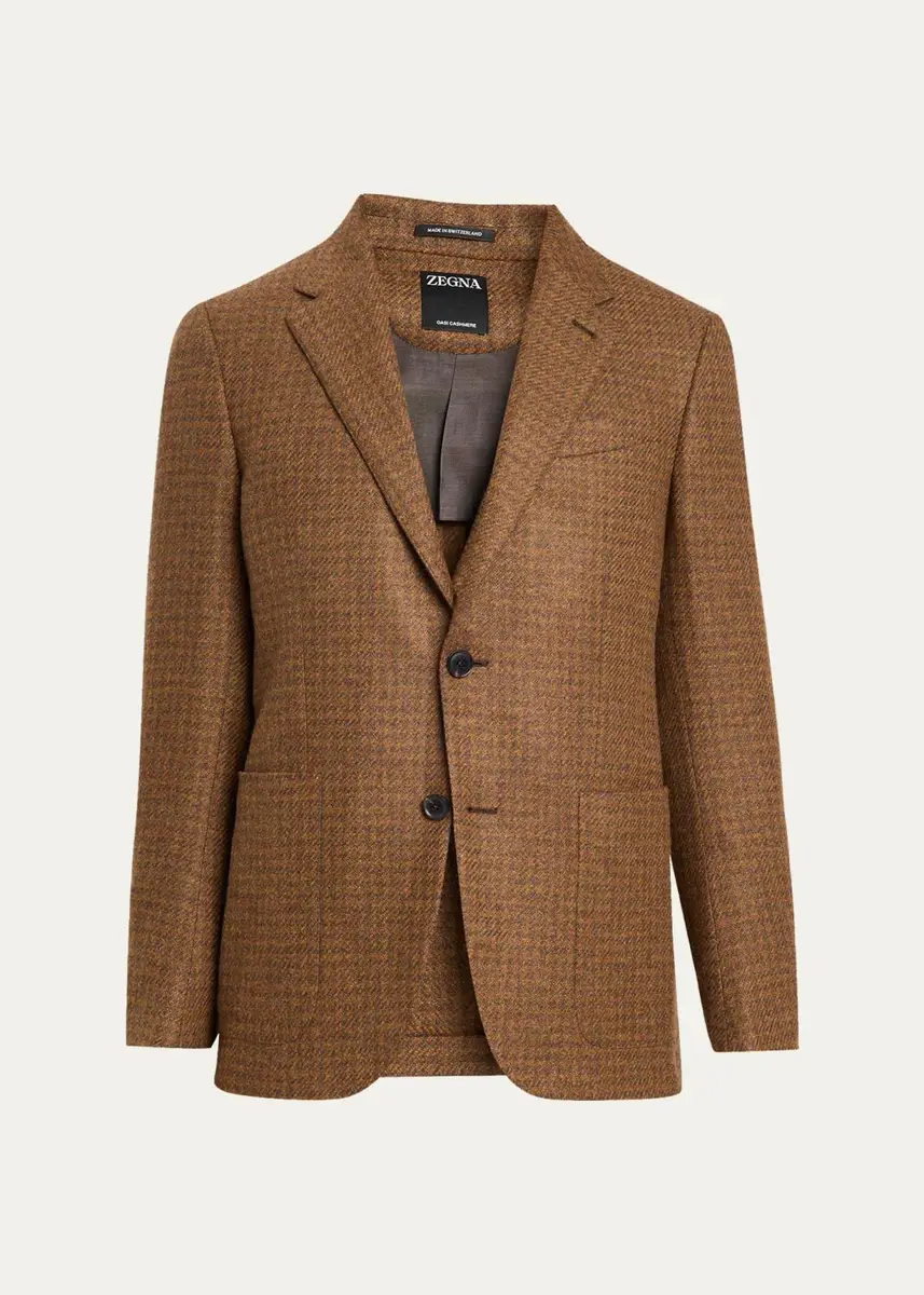 Zegna Men's Cashmere Tonal Houndstooth Single-Breasted Sport Coat | Thumbnail 6 Zegna Men's Cashmere Tonal Houndstooth Single-Breasted Sport Coat | Thumbnail 6