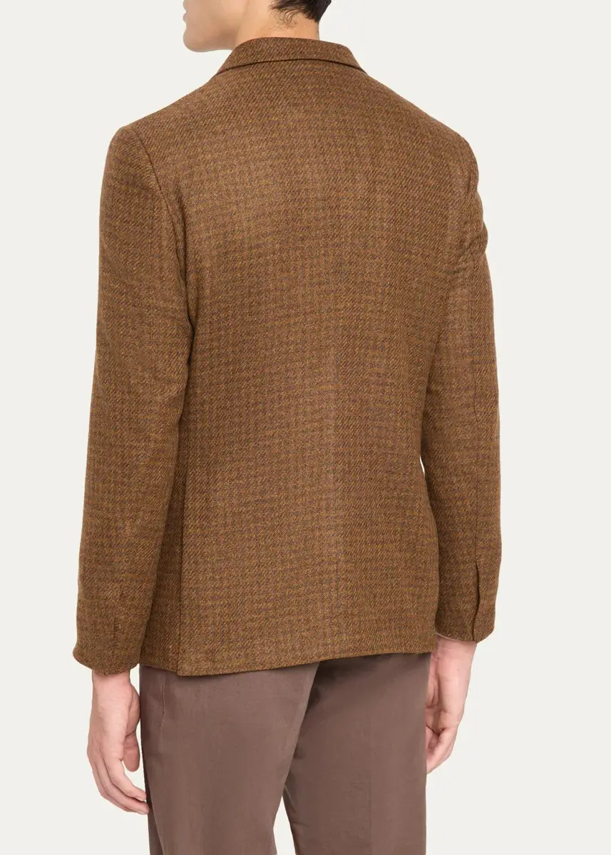Zegna Men's Cashmere Tonal Houndstooth Single-Breasted Sport Coat | Thumbnail 8 Zegna Men's Cashmere Tonal Houndstooth Single-Breasted Sport Coat | Thumbnail 8