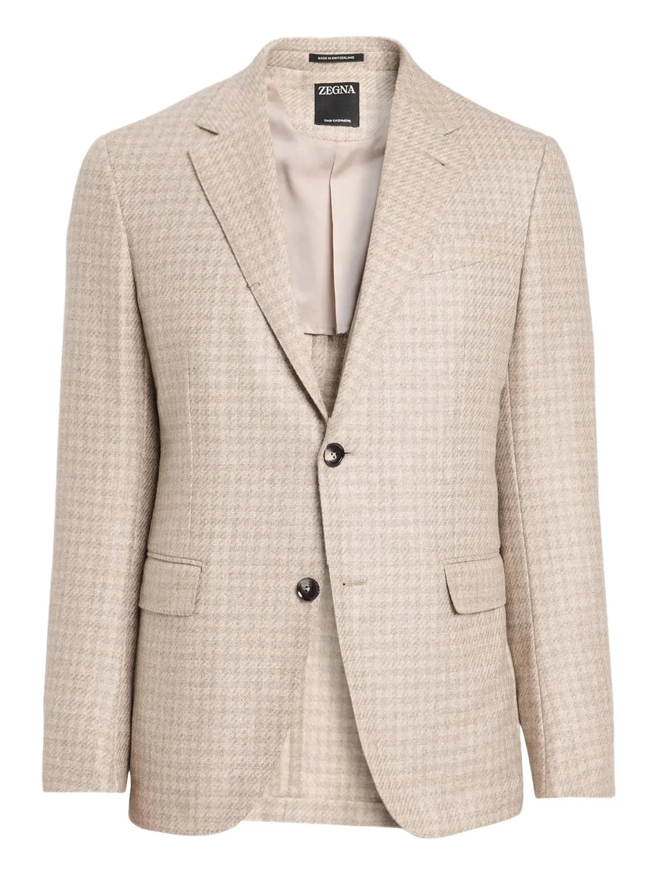 Zegna Men's Cashmere Tonal Houndstooth Single-Breasted Sport Coat