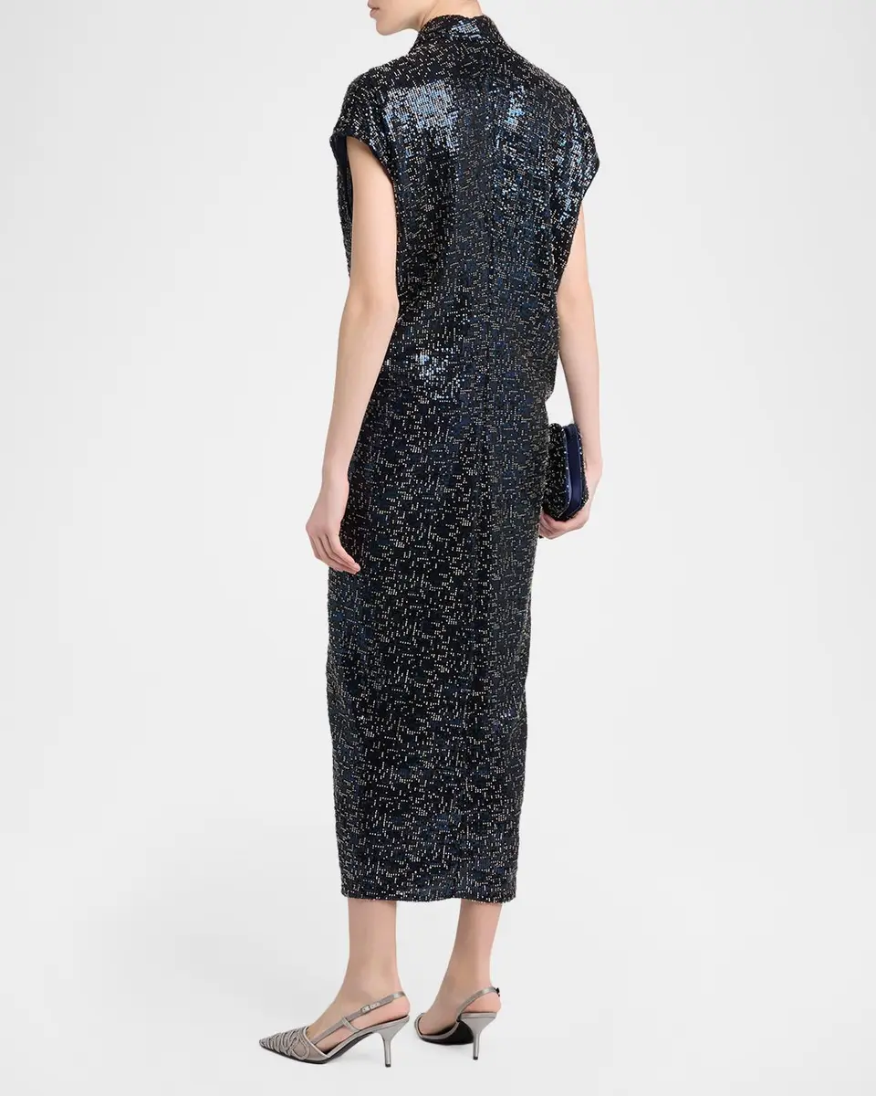 Giorgio Armani Sequined Cap-Sleeve Gathered Dress | Thumbnail 3 Giorgio Armani Sequined Cap-Sleeve Gathered Dress | Thumbnail 3
