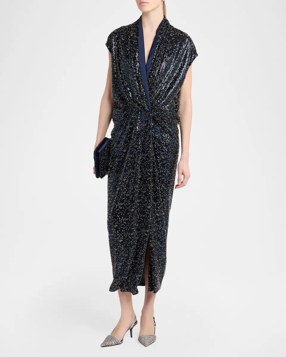 Giorgio Armani Sequined Cap-Sleeve Gathered Dress | Thumbnail 4 Giorgio Armani Sequined Cap-Sleeve Gathered Dress | Thumbnail 4