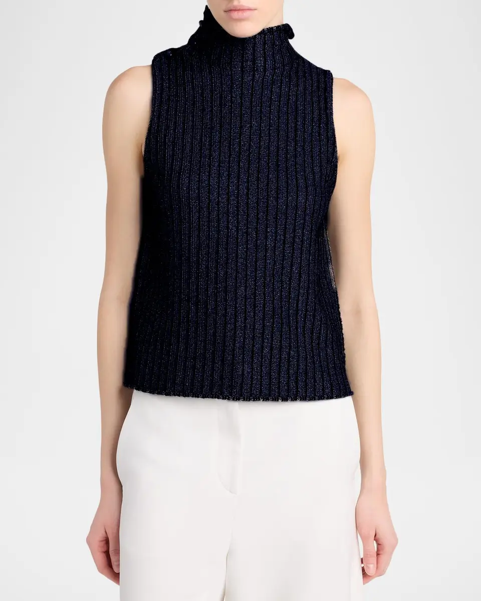 Giorgio Armani Metallic Knit Sleeveless Turtleneck Sweater | Thumbnail 4 Giorgio Armani Metallic Knit Sleeveless Turtleneck Sweater | Thumbnail 4