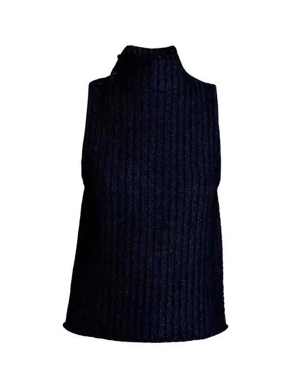 Metallic Knit Sleeveless Turtleneck Sweater Metallic Knit Sleeveless Turtleneck Sweater