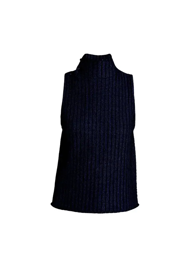 Giorgio Armani Metallic Knit Sleeveless Turtleneck Sweater | Image 1 Giorgio Armani Metallic Knit Sleeveless Turtleneck Sweater | Image 1