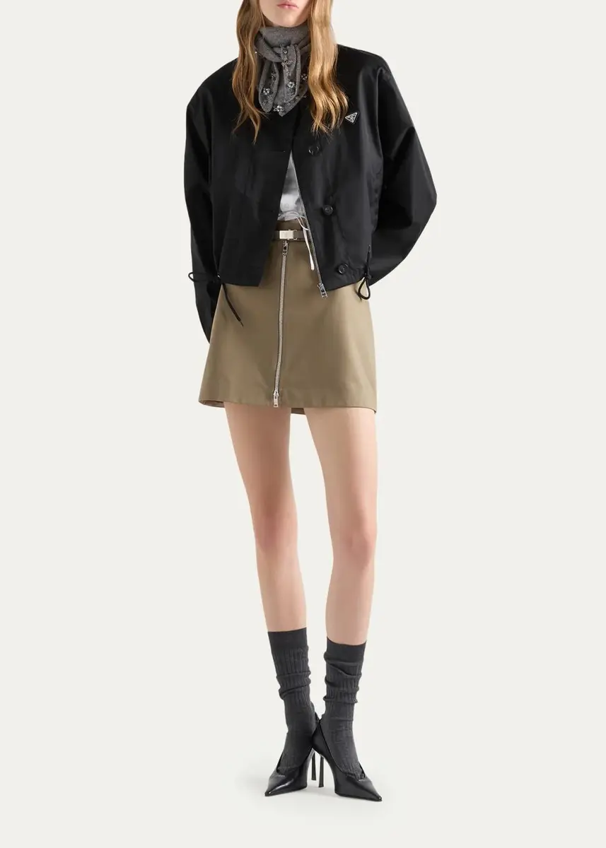 Prada Belted Cotton-Blend Mini Skirt | Thumbnail 2 Prada Belted Cotton-Blend Mini Skirt | Thumbnail 2