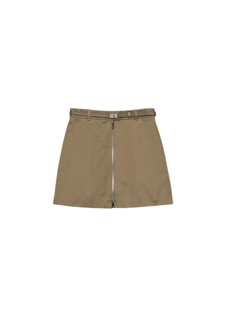 Prada Belted Cotton-Blend Mini Skirt | Image 1 Prada Belted Cotton-Blend Mini Skirt | Image 1