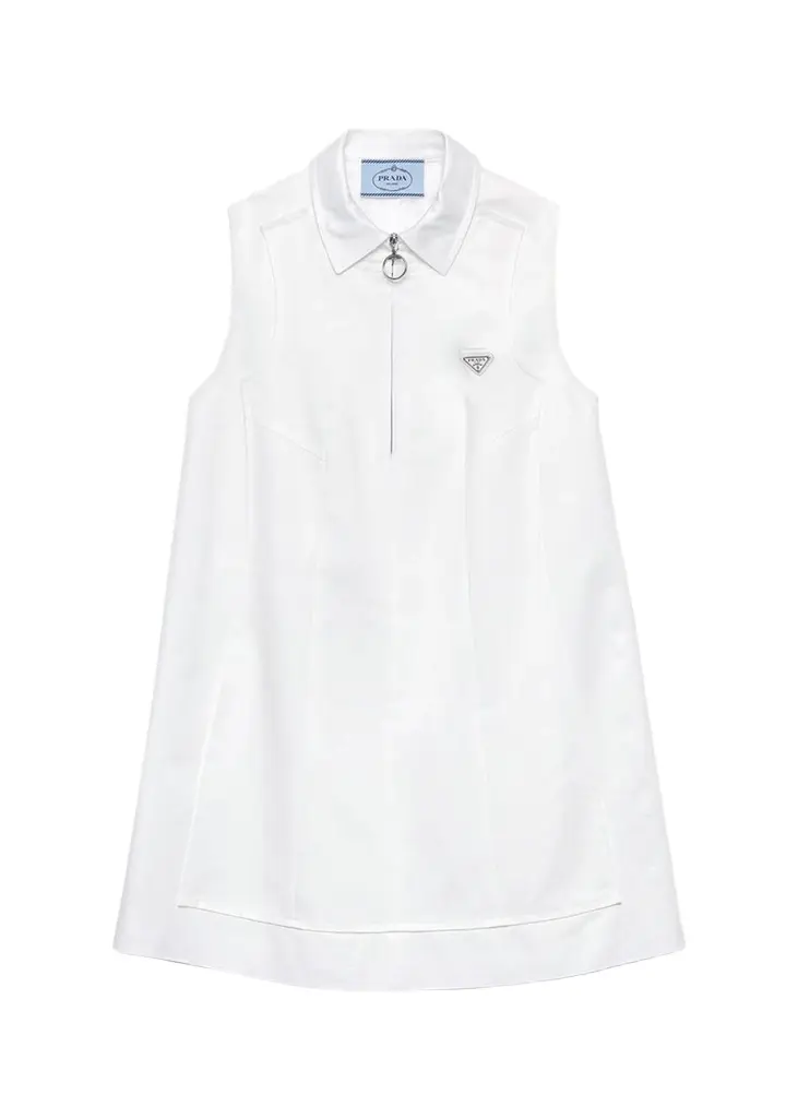 Prada Logo Cotton Sleeveless Mini Dress | Image 1 Prada Logo Cotton Sleeveless Mini Dress | Image 1