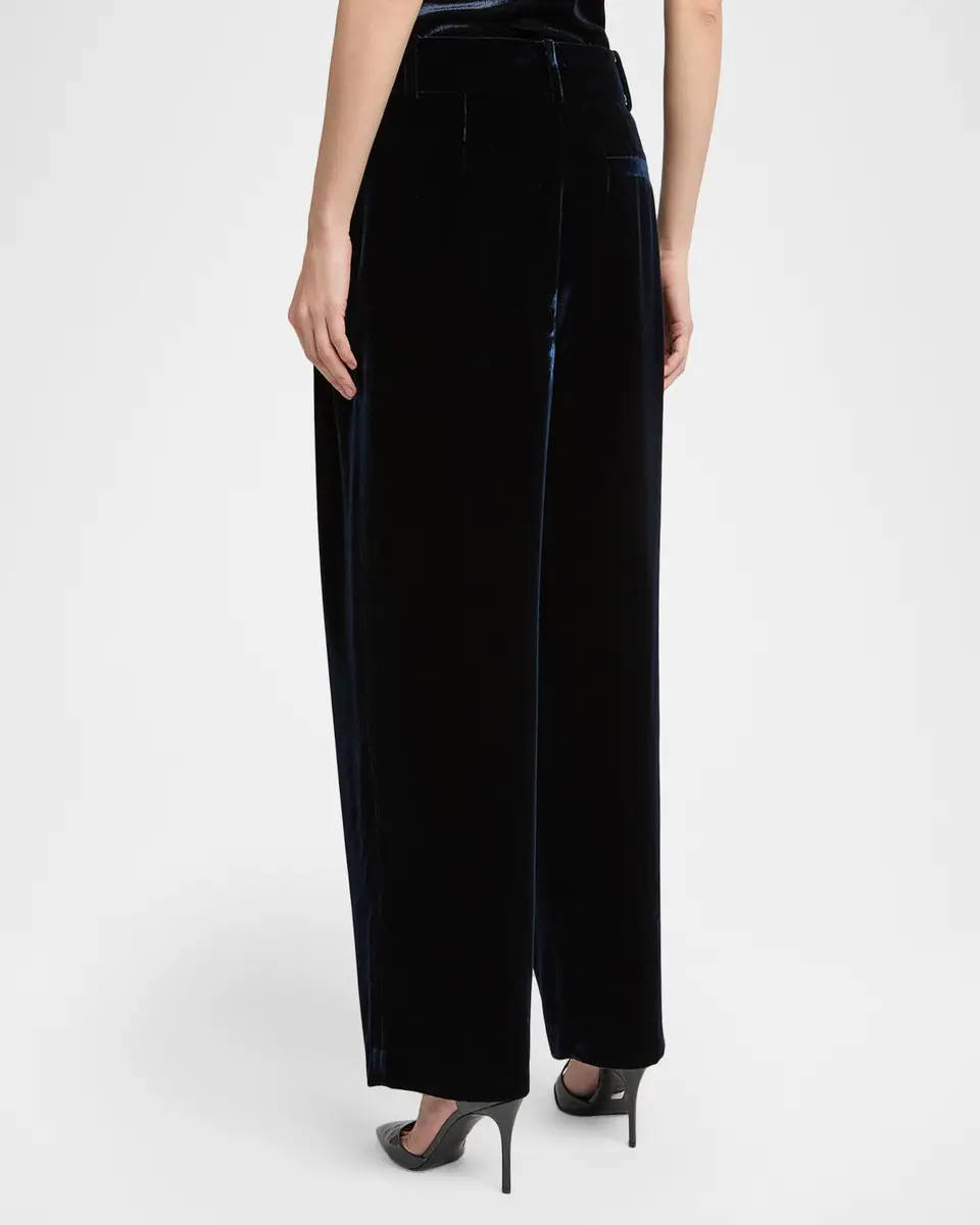 Giorgio Armani Velvet Silk-Blend Pleated Pants | Thumbnail 3 Giorgio Armani Velvet Silk-Blend Pleated Pants | Thumbnail 3