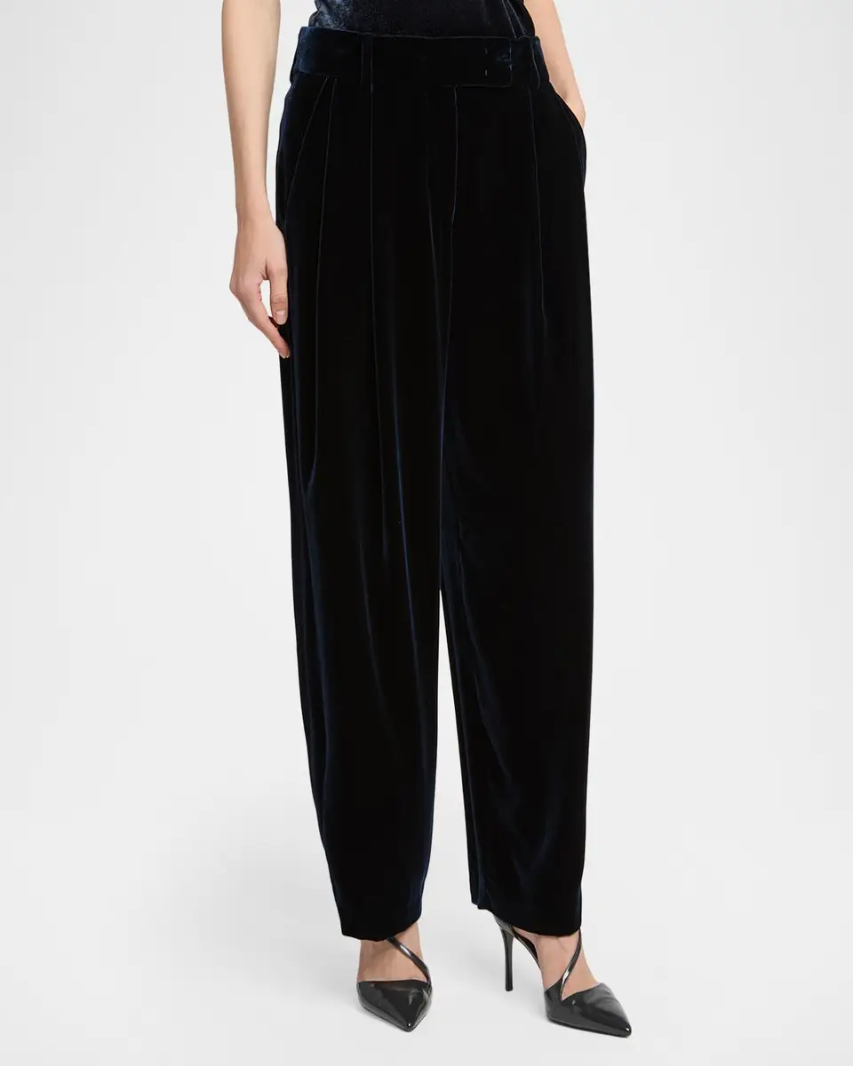 Giorgio Armani Velvet Silk-Blend Pleated Pants | Thumbnail 4 Giorgio Armani Velvet Silk-Blend Pleated Pants | Thumbnail 4