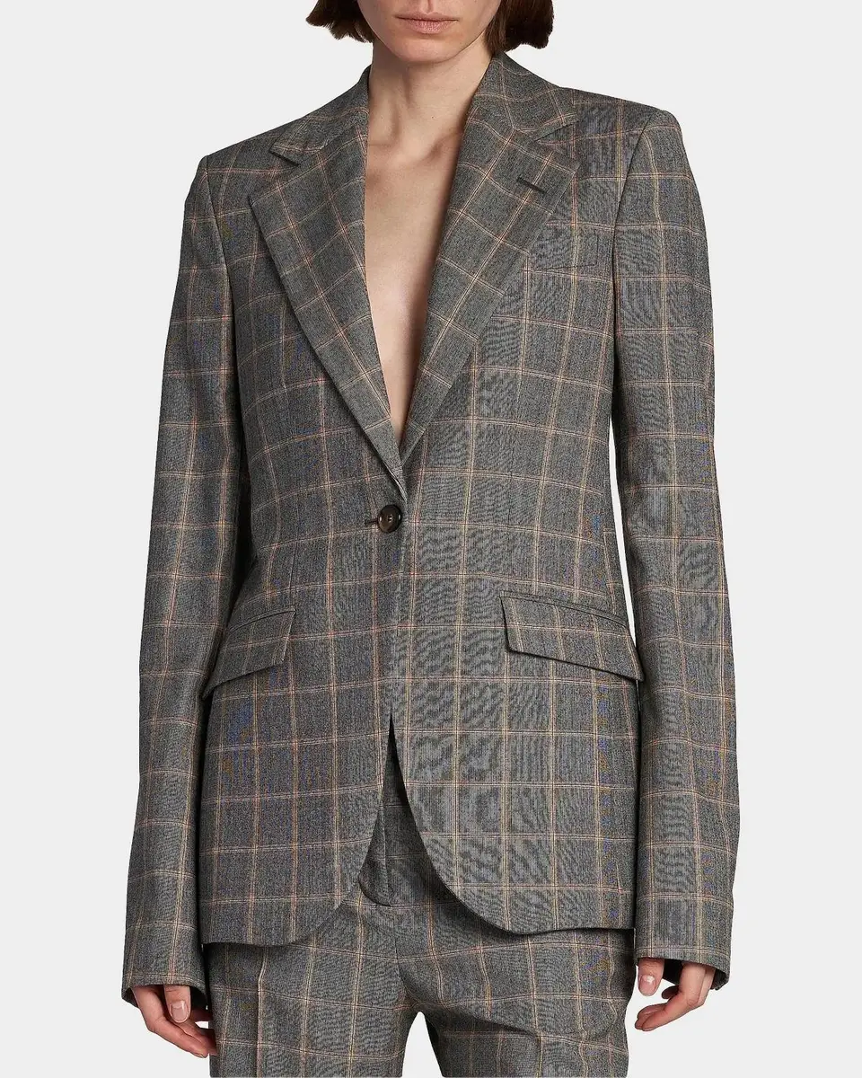Stella McCartney Slim Checked Single-Breasted Blazer Jacket | Thumbnail 4 Stella McCartney Slim Checked Single-Breasted Blazer Jacket | Thumbnail 4