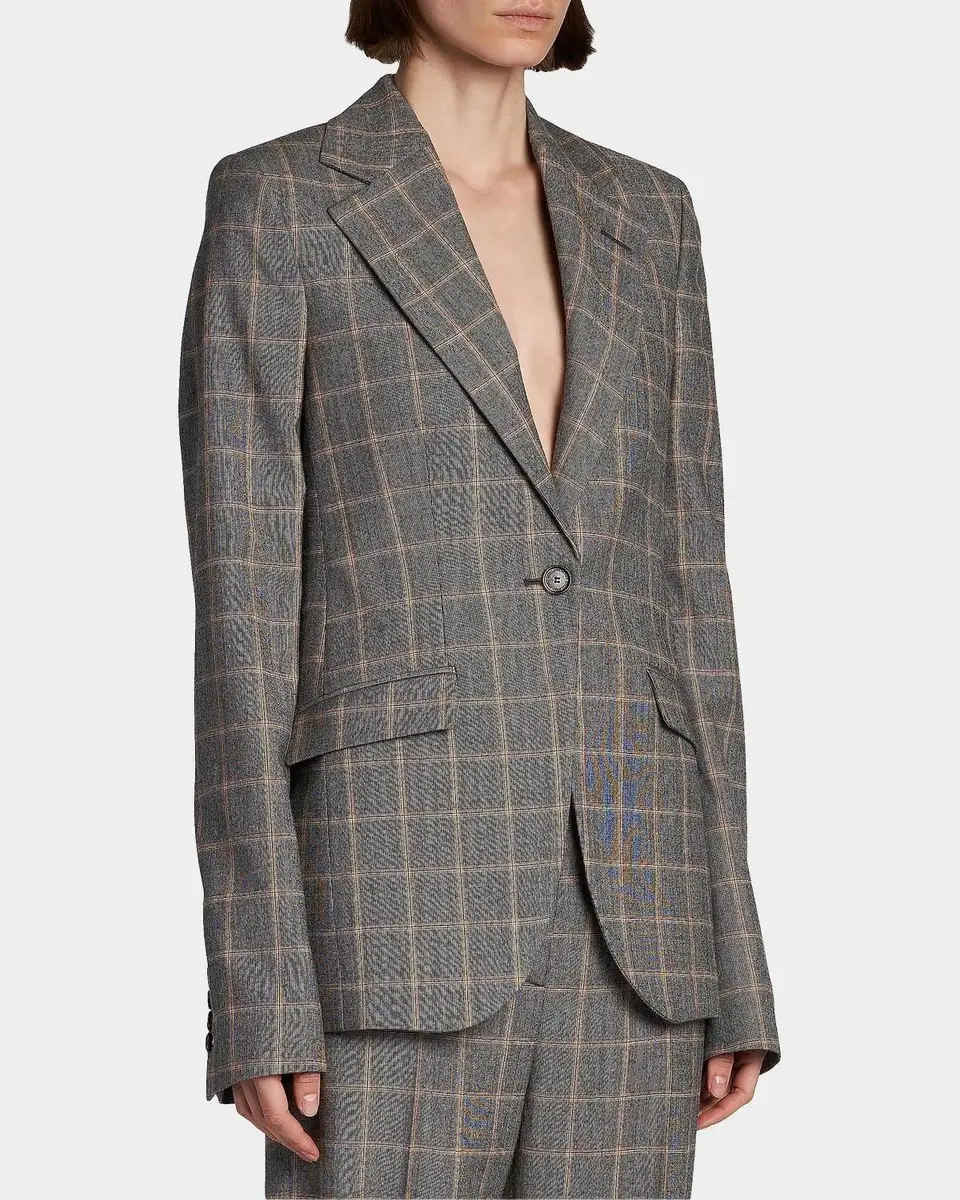 Stella McCartney Slim Checked Single-Breasted Blazer Jacket | Thumbnail 6 Stella McCartney Slim Checked Single-Breasted Blazer Jacket | Thumbnail 6