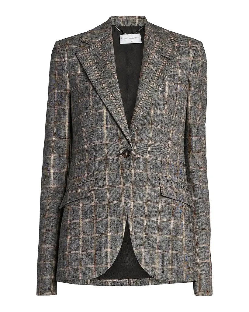 Stella McCartney Slim Checked Single-Breasted Blazer Jacket | Image 1 Stella McCartney Slim Checked Single-Breasted Blazer Jacket | Image 1