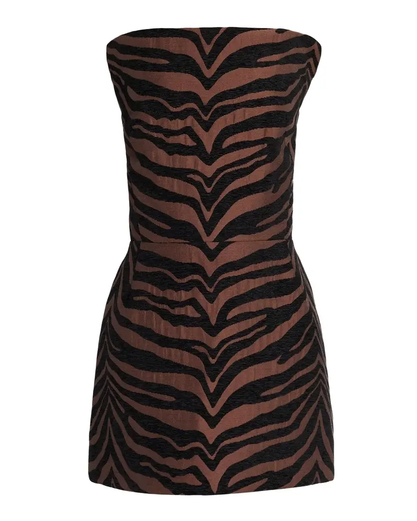 Et Ochs Odette Strapless Tiger Jacquard Mini Dress