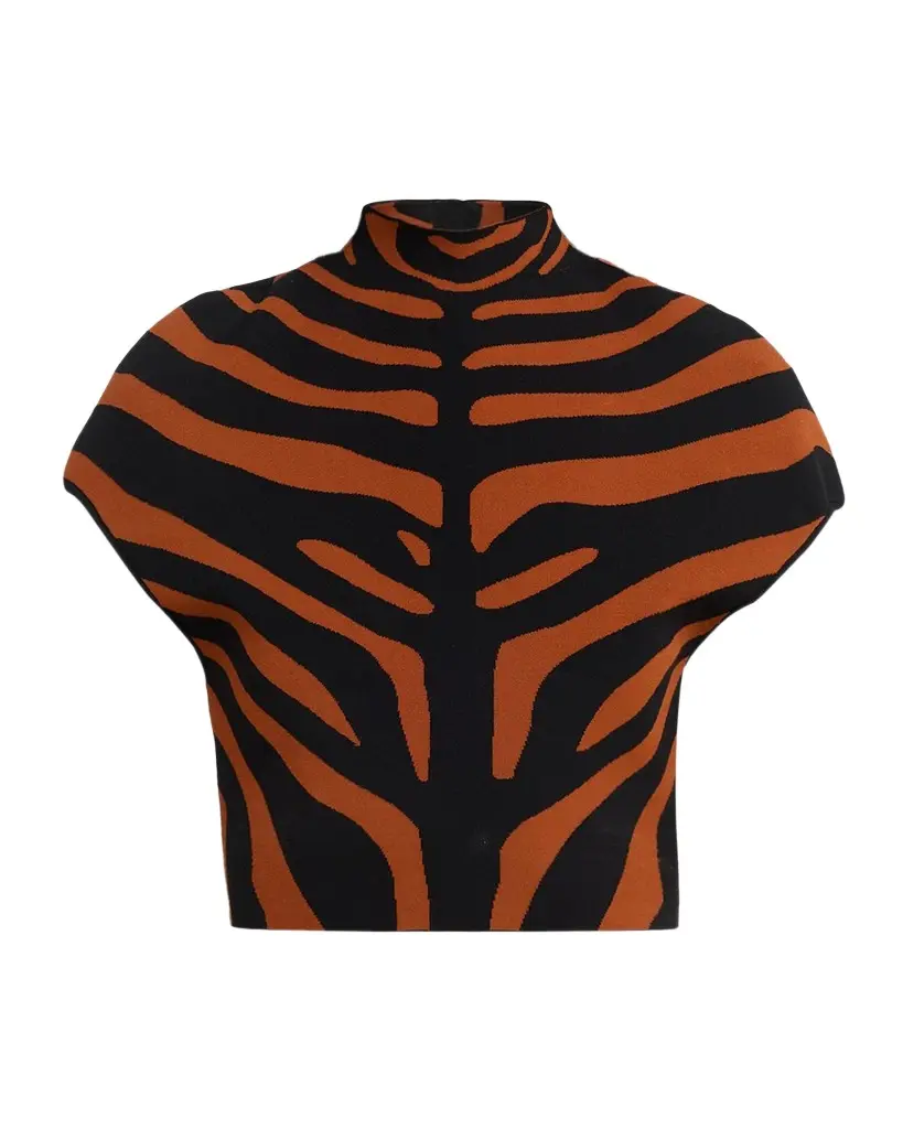 Et Ochs Rumi Cropped Tiger Striped Knit Top