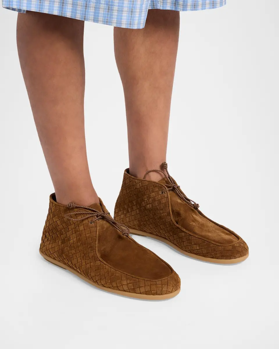 Bottega Veneta Men's Dawson Intrecciato Suede Ankle Boots | Thumbnail 2 Bottega Veneta Men's Dawson Intrecciato Suede Ankle Boots | Thumbnail 2