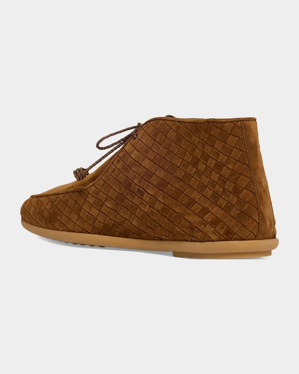 Bottega Veneta Men's Dawson Intrecciato Suede Ankle Boots | Thumbnail 4 Bottega Veneta Men's Dawson Intrecciato Suede Ankle Boots | Thumbnail 4